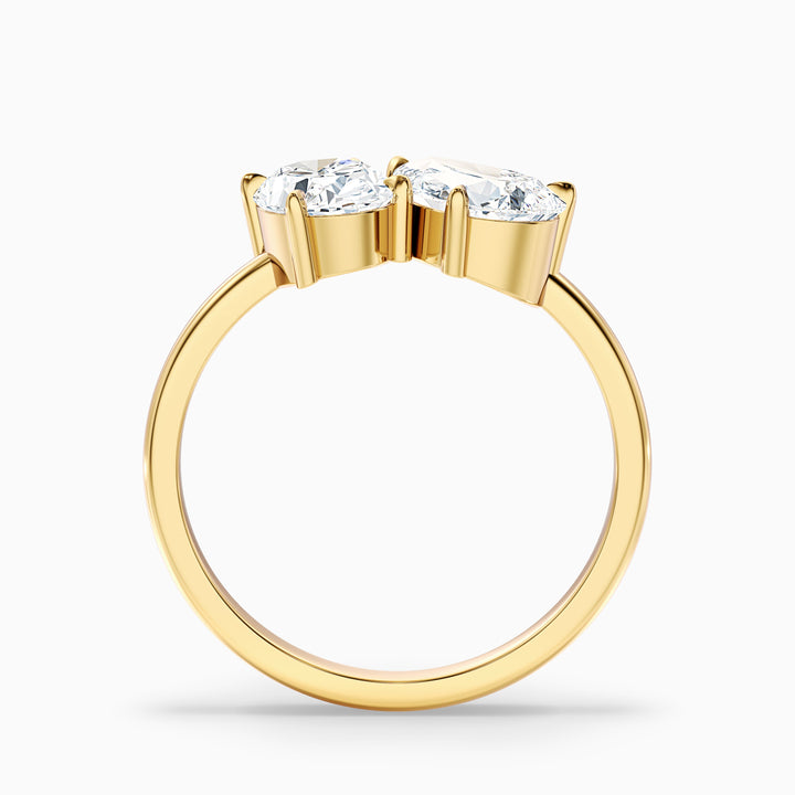 Heidi Toi Et Moi Ring in 18k Rose Gold With Oval and Pear Two Stone Moissanite Diamond (3.5 Ct. Tw.)