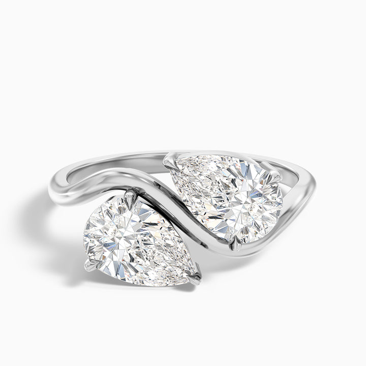 Paula Toi Et Moi Ring in 14k White Gold With Both Pear Two Stone Moissanite Diamond (5 Ct. Tw.)