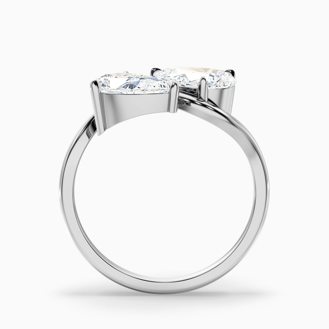 Paula Toi Et Moi Ring in 18k Rose Gold With Both Pear Two Stone Moissanite Diamond (5 Ct. Tw.)