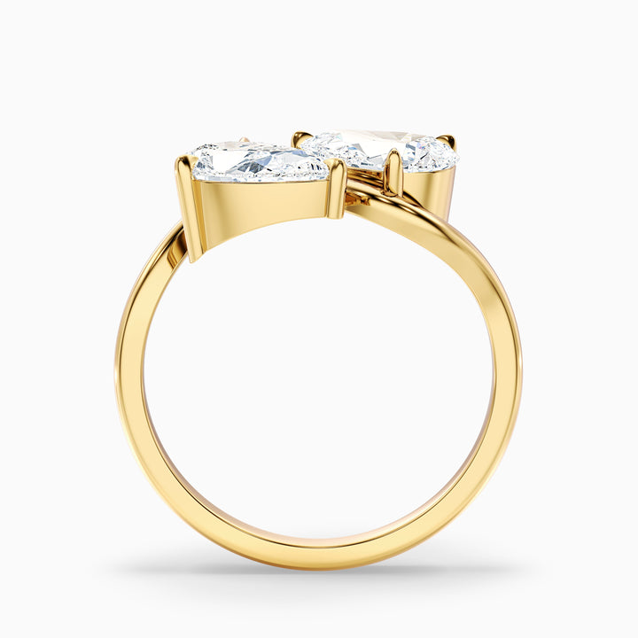Paula Toi Et Moi Ring in 14k Yellow Gold With Both Pear Two Stone Moissanite Diamond (2 Ct. Tw.)