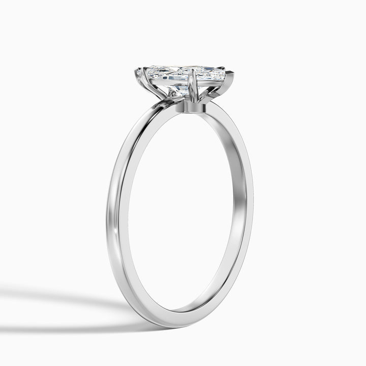 Dora 1 Carat Marquise Cut Low Profile Solitaire Lab Grown Diamond Ring in 14k White Gold