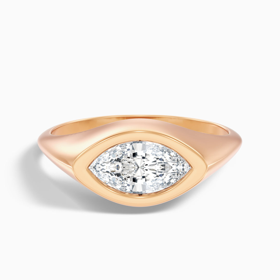 Sydney 4 Carat Marquise East West Bezel Lab Grown Diamond Ring In 18k Yellow Gold