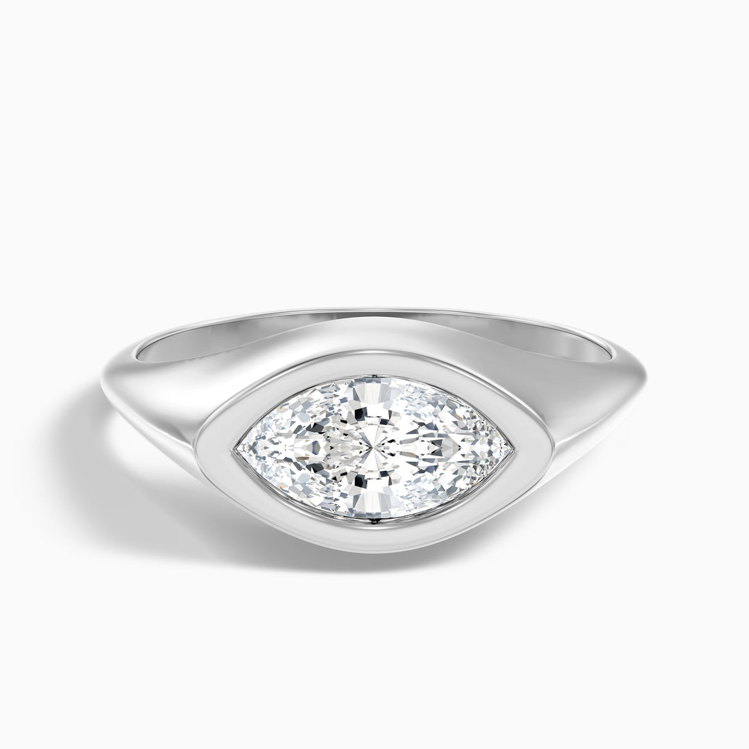 Alina 5 Carat Marquise East West Bezel Moissanite Diamond Ring In 14k Rose Gold