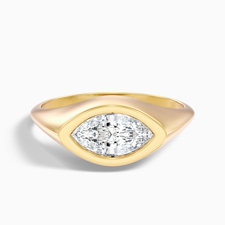 Alina 3.5 Carat Marquise East West Bezel Moissanite Diamond Ring In Platinum