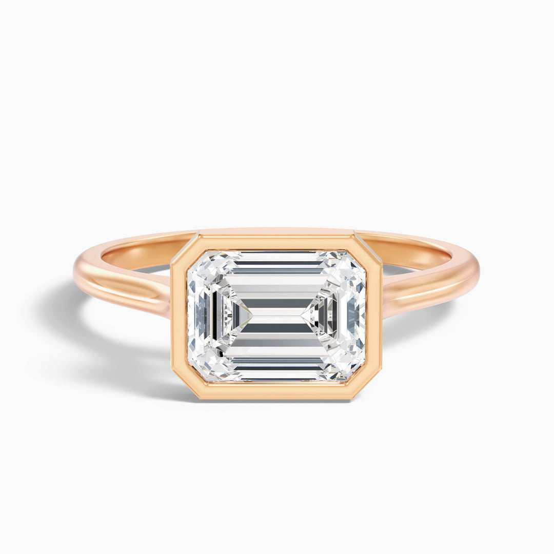 Briana 3.5 Carat Emerald East West Bezel Lab Grown Diamond Ring In 10k Rose Gold