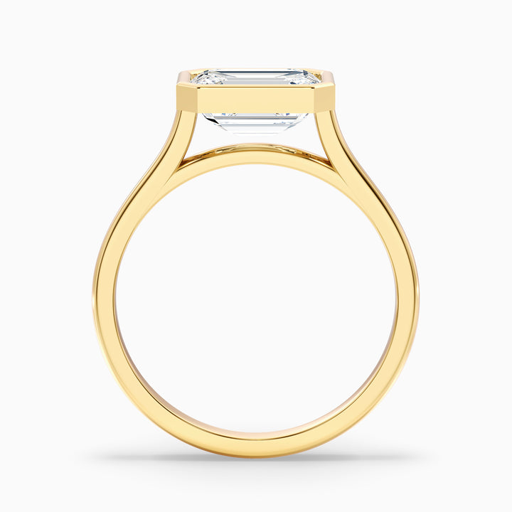 Briana 3.5 Carat Emerald East West Bezel Lab Grown Diamond Ring In 18k Rose Gold