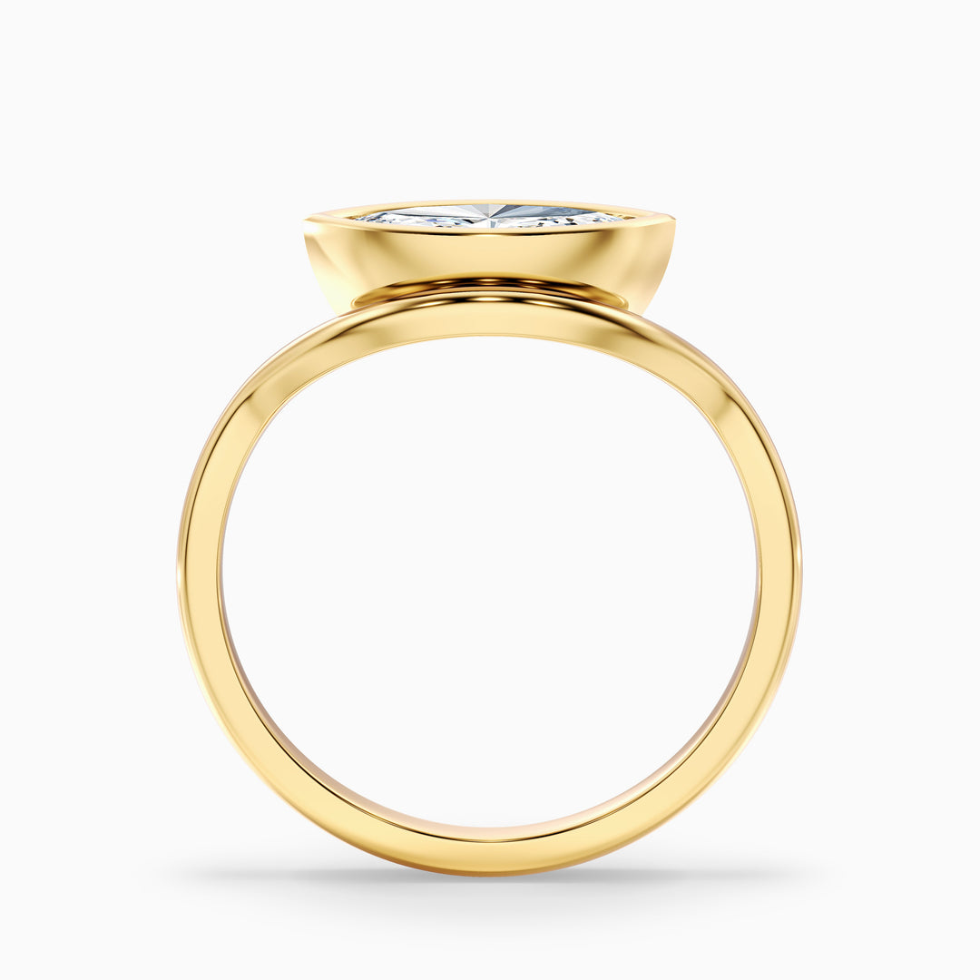 Briana 1 Carat Marquise East West Bezel Moissanite Diamond Ring In 10k Rose Gold