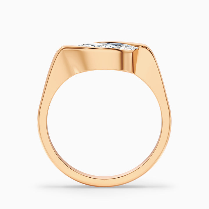 Alina 5 Carat Marquise East West Half Bezel Lab Grown Diamond Ring In 14k Yellow Gold