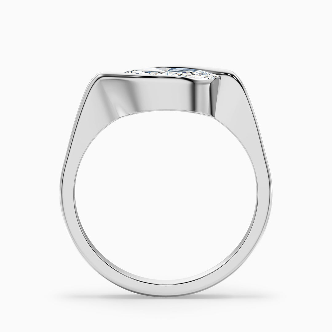 Alina 1.5 Carat Marquise East West Half Bezel Lab Grown Diamond Ring In 10k Yellow Gold