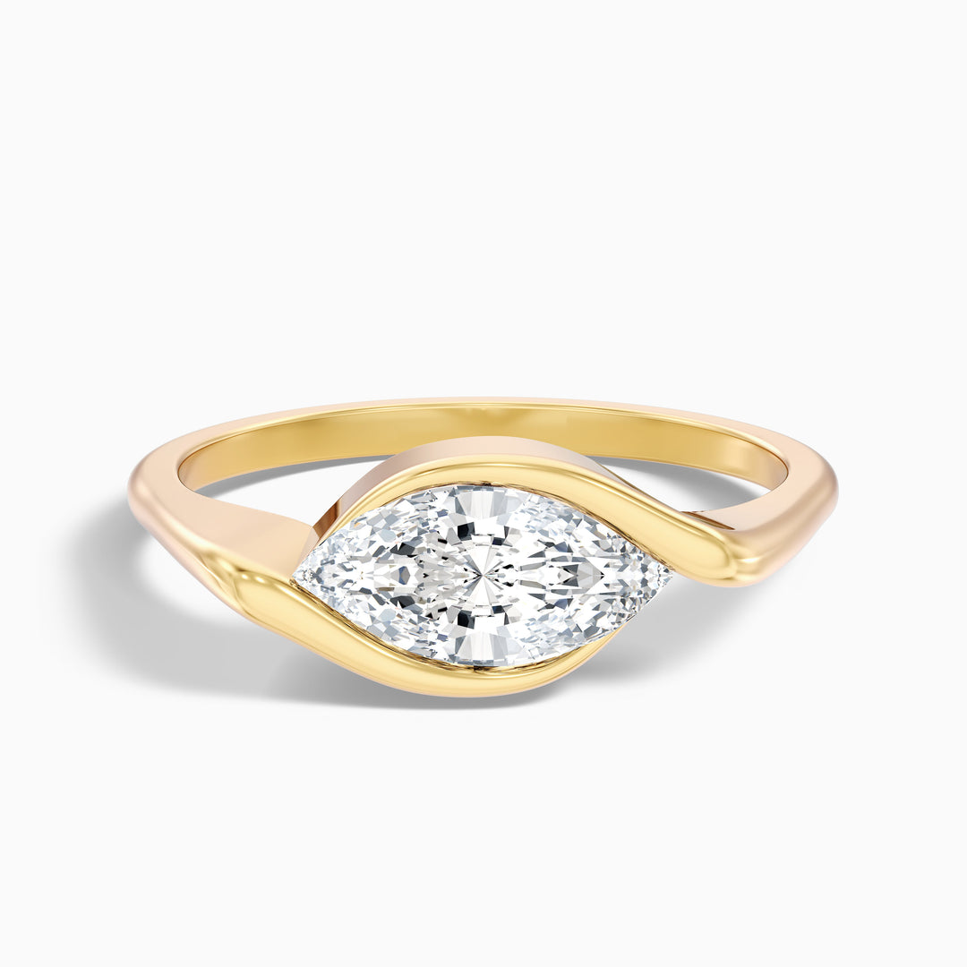 Alina 3 Carat Marquise East West Half Bezel Lab Grown Diamond Ring In 10k White Gold