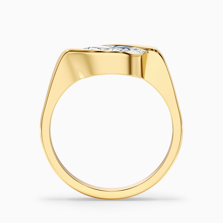 Alina 3.5 Carat Marquise East West Half Bezel Lab Grown Diamond Ring In 10k Rose Gold