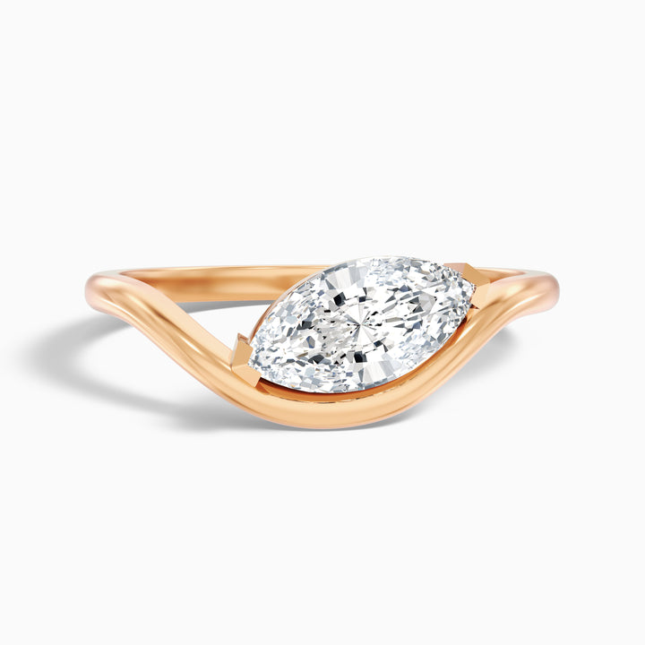 Elise 4 Carat Marquise Cut East West Lab Grown Diamond Ring in 10k Rose Gold
