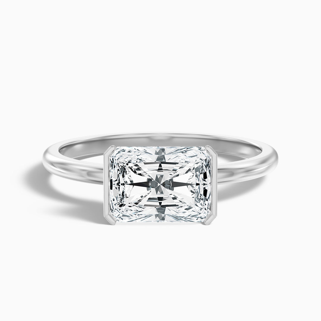 Jana 2 Carat Radiant Cut East West Half Bezel Lab Grown Diamond Ring in 10k White Gold
