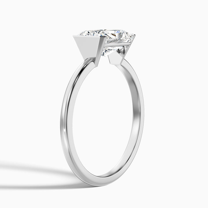 Jana 5 Carat Radiant Cut East West Half Bezel Lab Grown Diamond Ring in 14k White Gold