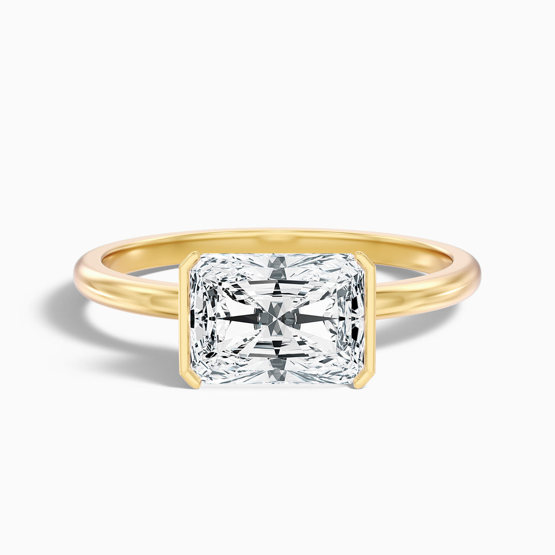 Jana 4.5 Carat Radiant Cut East West Half Bezel Lab Grown Diamond Ring in 14k Yellow Gold
