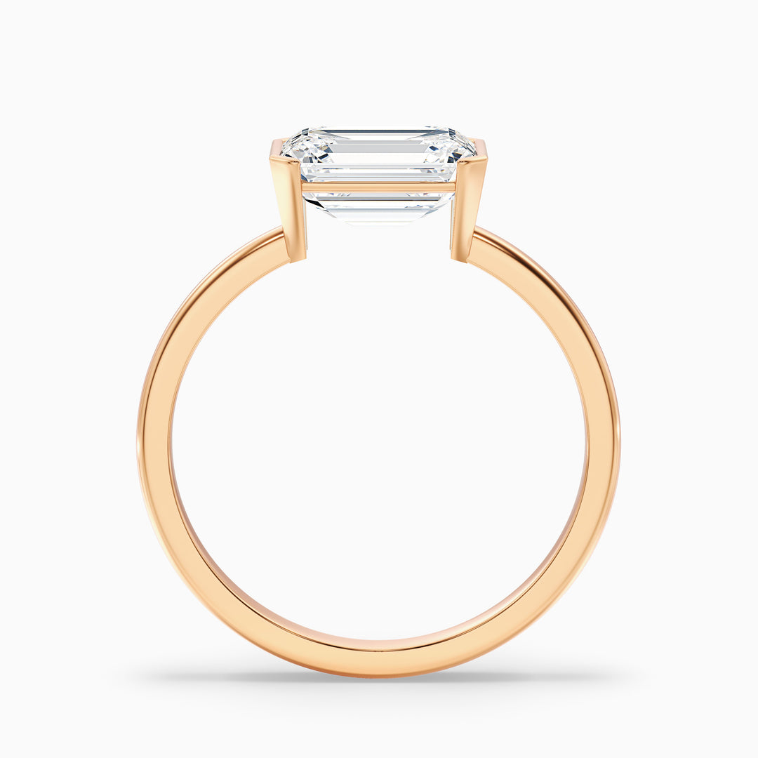 Joie 3.5 Carat Emerald Cut East West Half Bezel Lab Grown Diamond Ring in 18k Yellow Gold