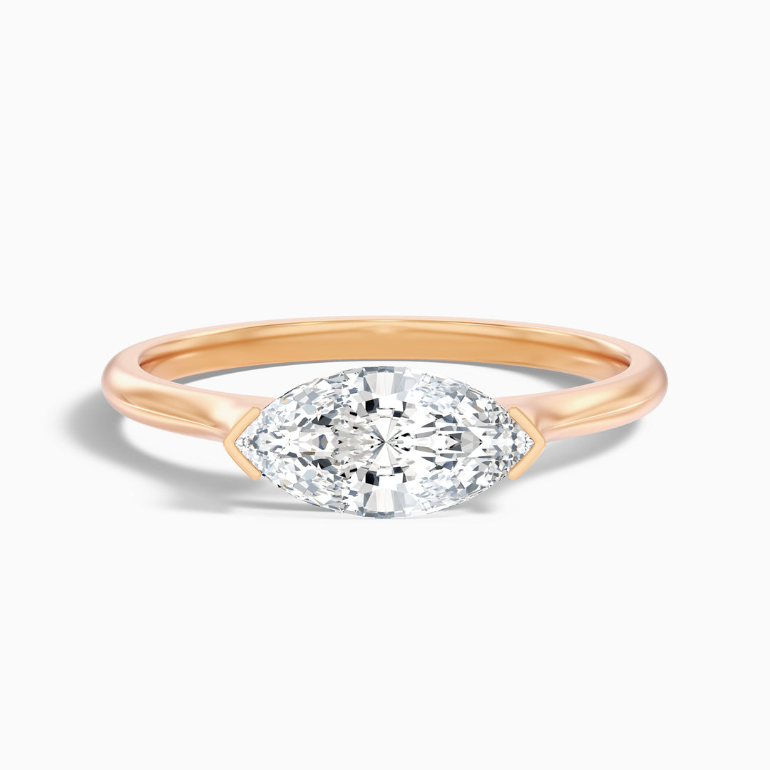 Alva 1.5 Carat Marquise East West Lab Grown Diamond Engagement Ring in 18k Yellow Gold