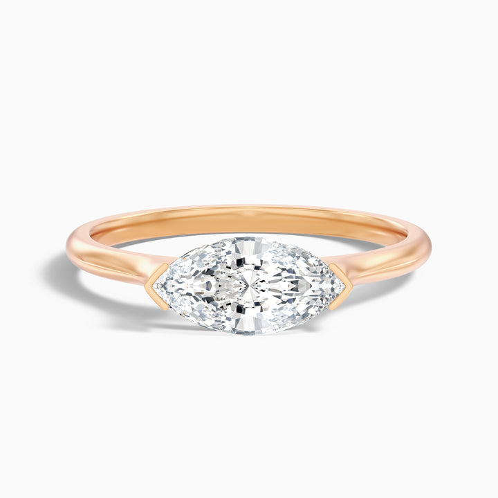 Alva 3 Carat Marquise East West Lab Grown Diamond Engagement Ring in 14k Rose Gold