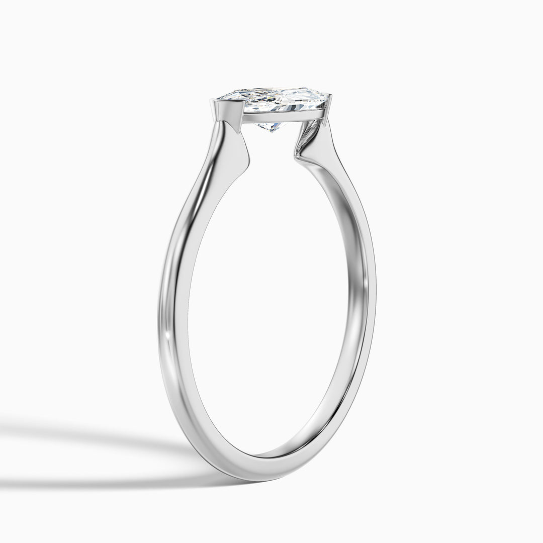 Alva 5 Carat Marquise East West Lab Grown Diamond Engagement Ring in 10k White Gold