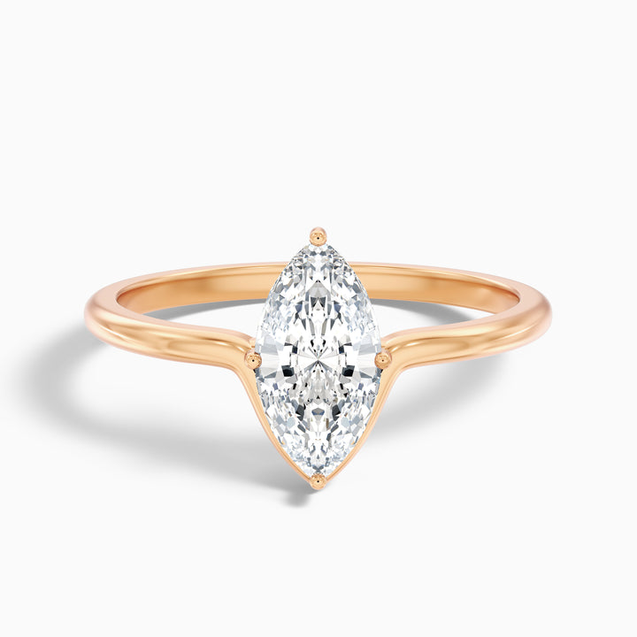 Celia 4.5 Carat Marquise Cut Solitaire Designer Lab Grown Diamond Ring in 14k Rose Gold