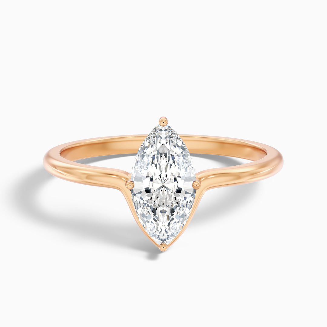 Celia 1 Carat Marquise Cut Solitaire Designer Lab Grown Diamond Ring in 10k White Gold