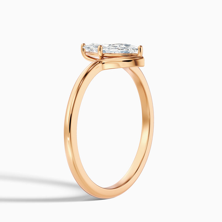 Celia 3 Carat Marquise Cut Solitaire Designer Lab Grown Diamond Ring in 10k Rose Gold