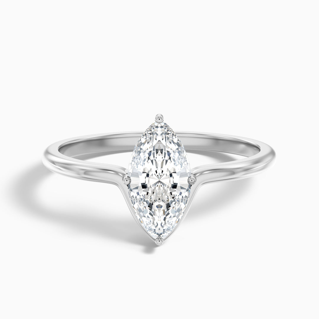 Celia 3 Carat Marquise Cut Solitaire Designer Lab Grown Diamond Ring in 10k Yellow Gold