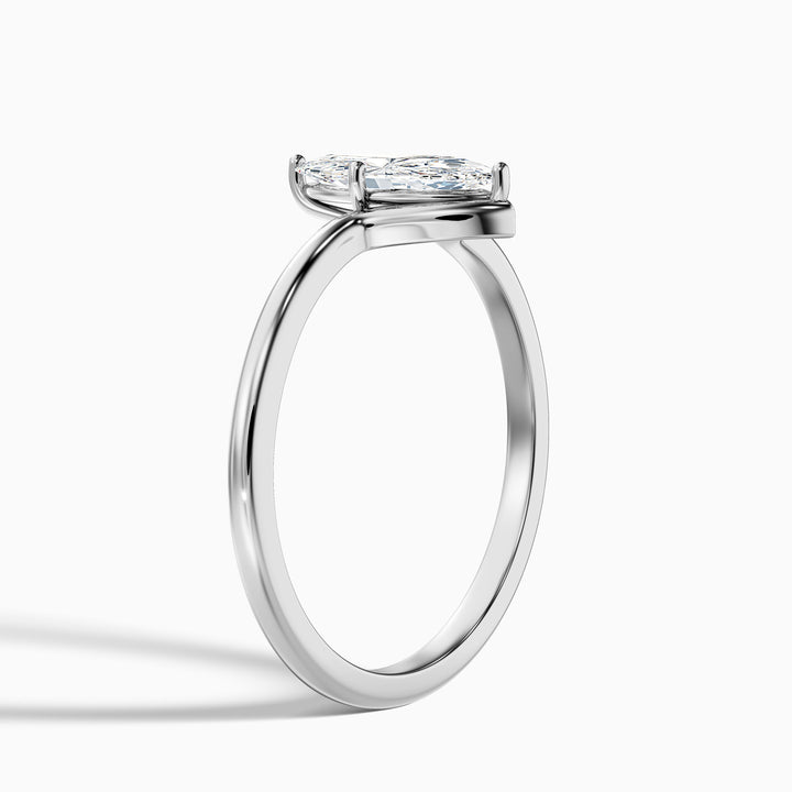 Celia 1.5 Carat Marquise Cut Solitaire Designer Lab Grown Diamond Ring in 10k White Gold