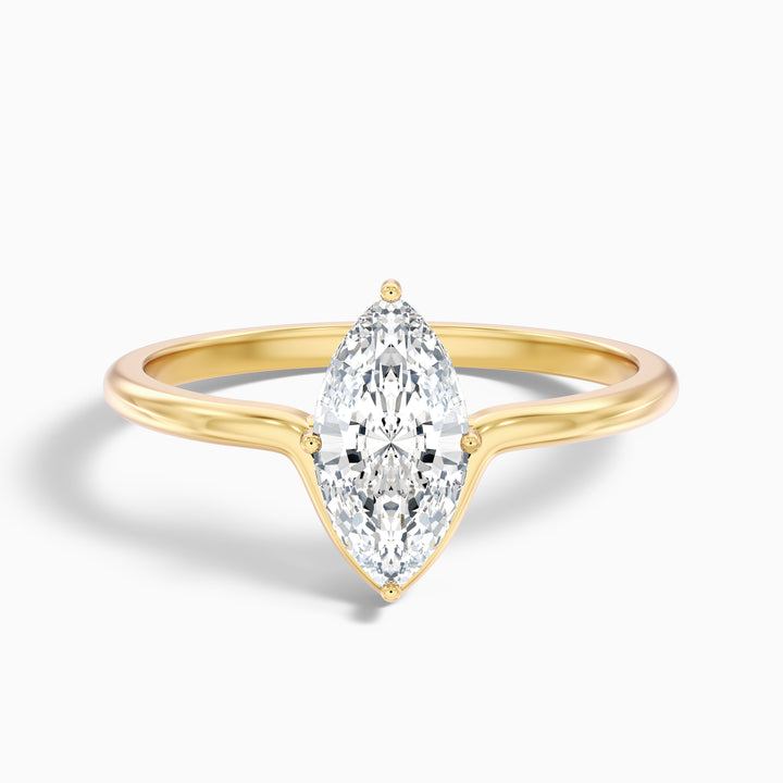 Celia 1.5 Carat Marquise Cut Solitaire Designer Lab Grown Diamond Ring in 18k Yellow Gold