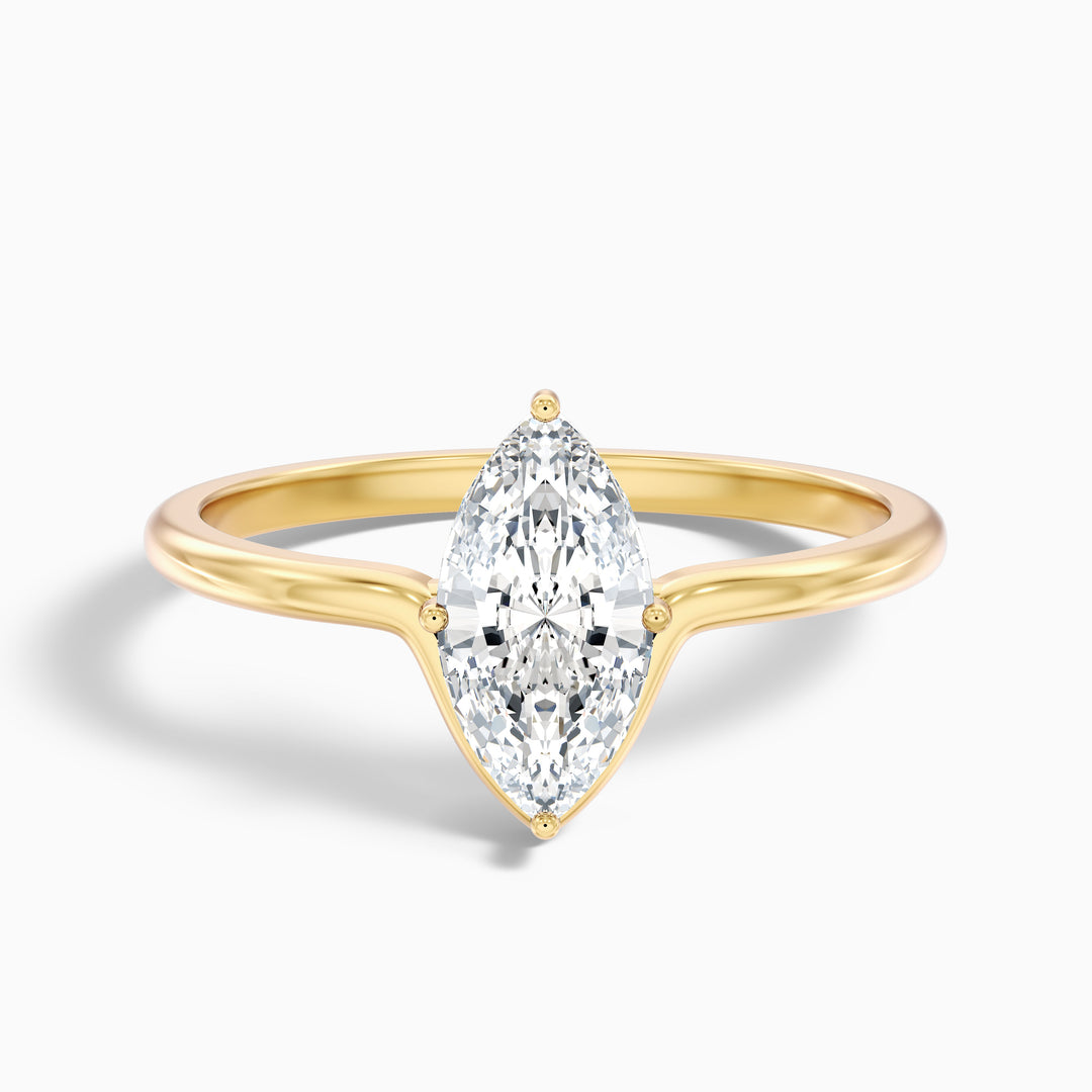 Celia 3.5 Carat Marquise Cut Solitaire Designer Lab Grown Diamond Ring in 10k White Gold