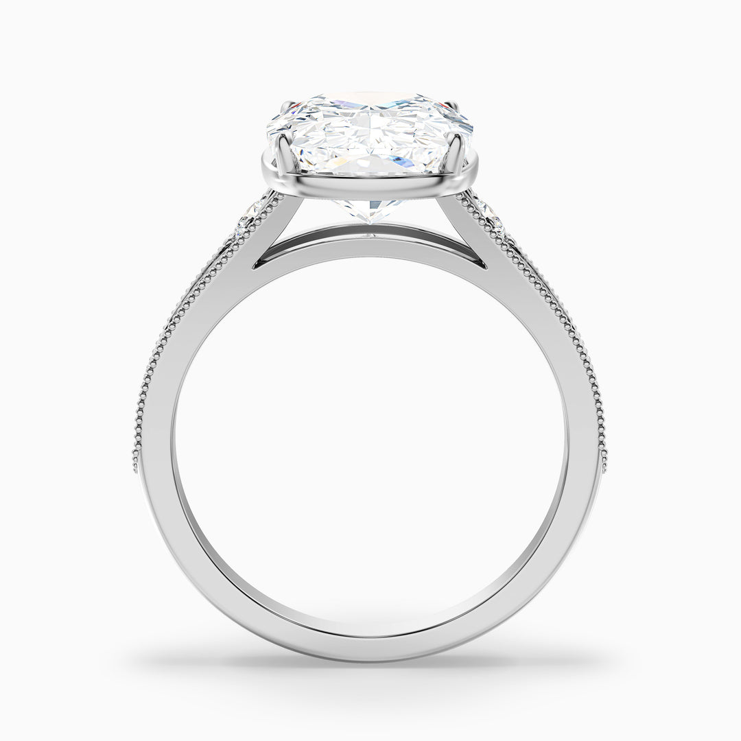 Taylor 5 Carat Elongated Old Mine Cushion Cut Moissanite Diamond Ring in 18k White Gold