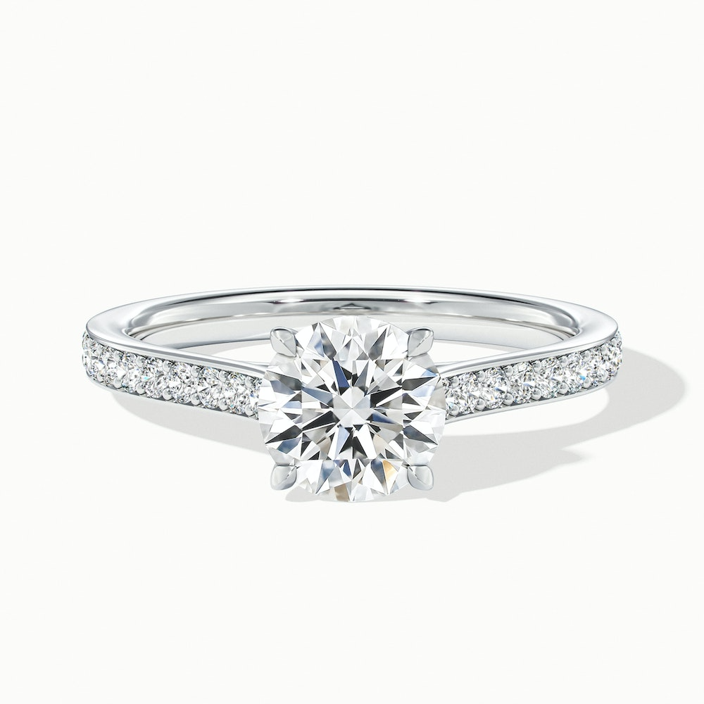 Mira 3.5 Carat Round Solitaire Pave Moissanite Engagement Ring in 18k White Gold