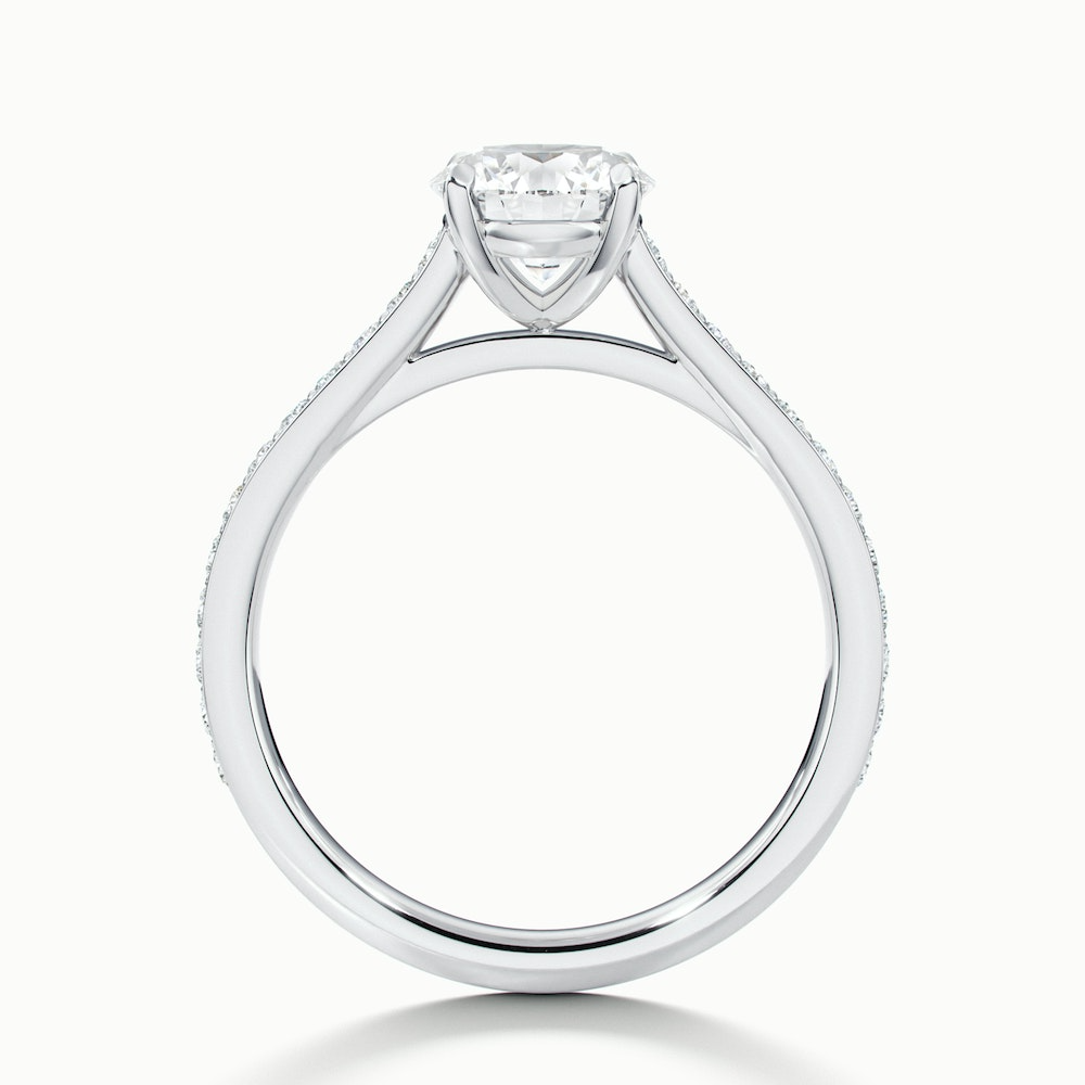 Sofia 1 Carat Round Solitaire Pave Lab Grown Diamond Ring in 18k White Gold