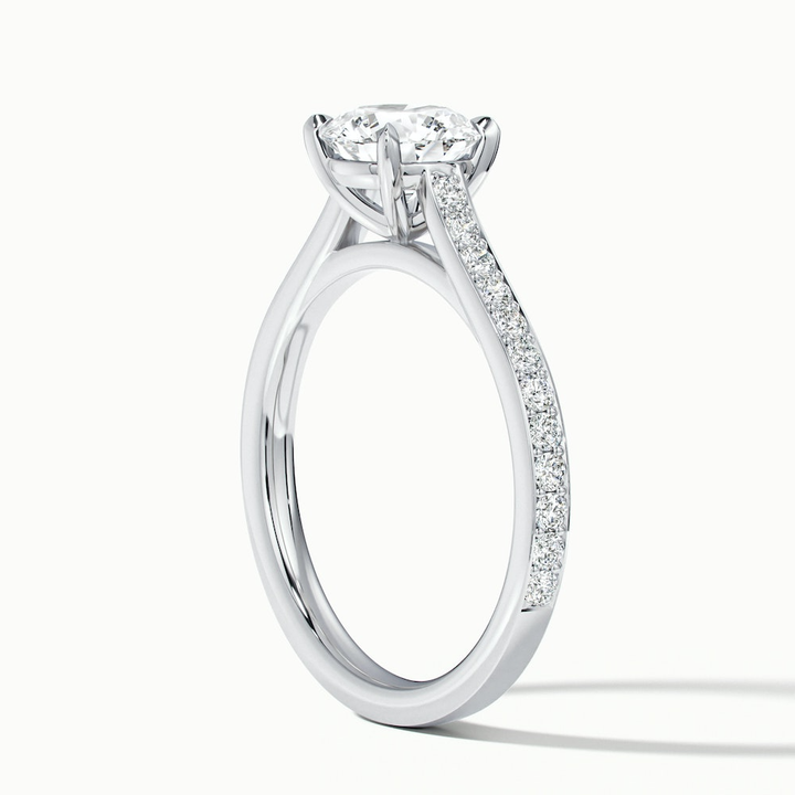 Sofia 4 Carat Round Solitaire Pave Lab Grown Diamond Ring in Platinum