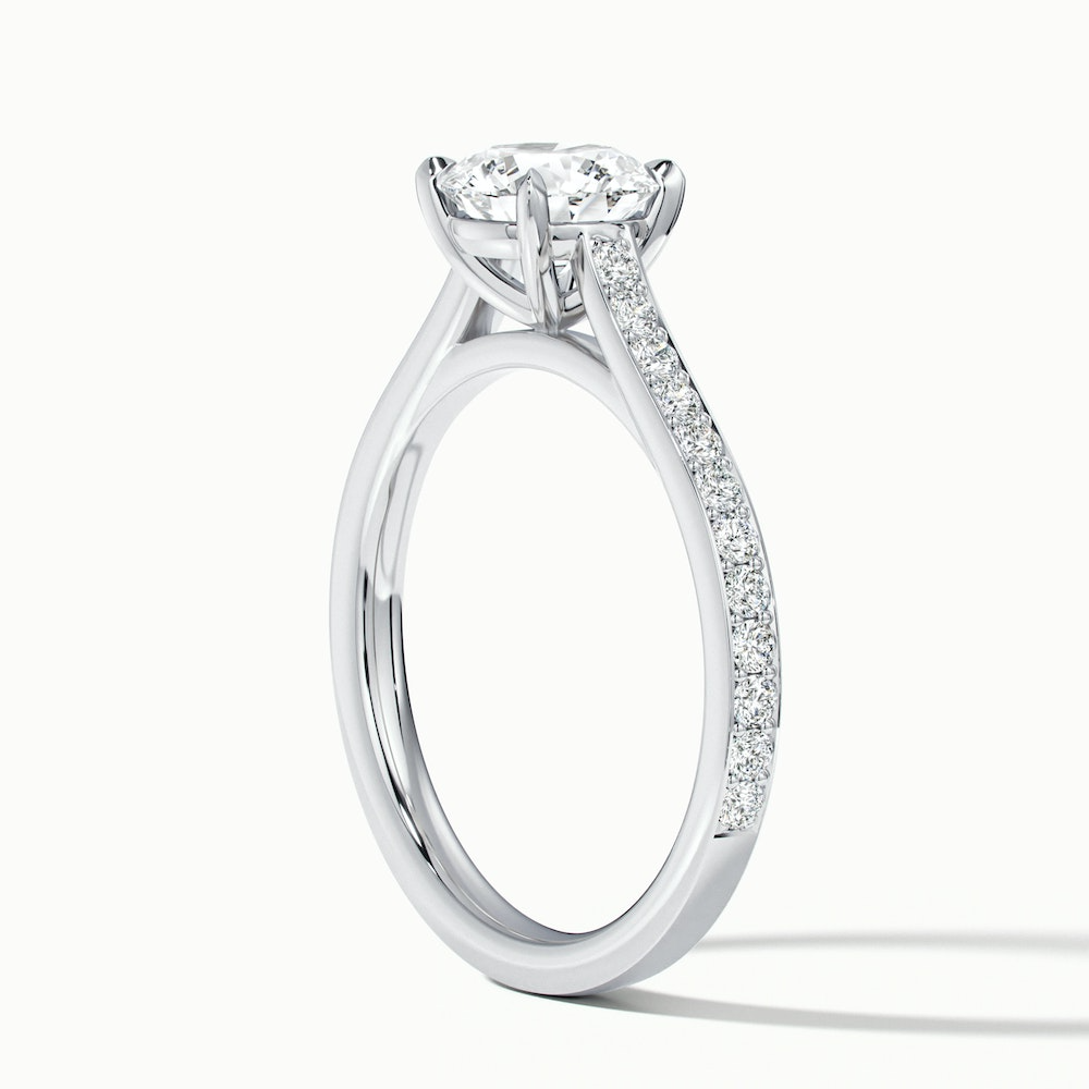 Sofia 3 Carat Round Solitaire Pave Lab Grown Diamond Ring in Platinum