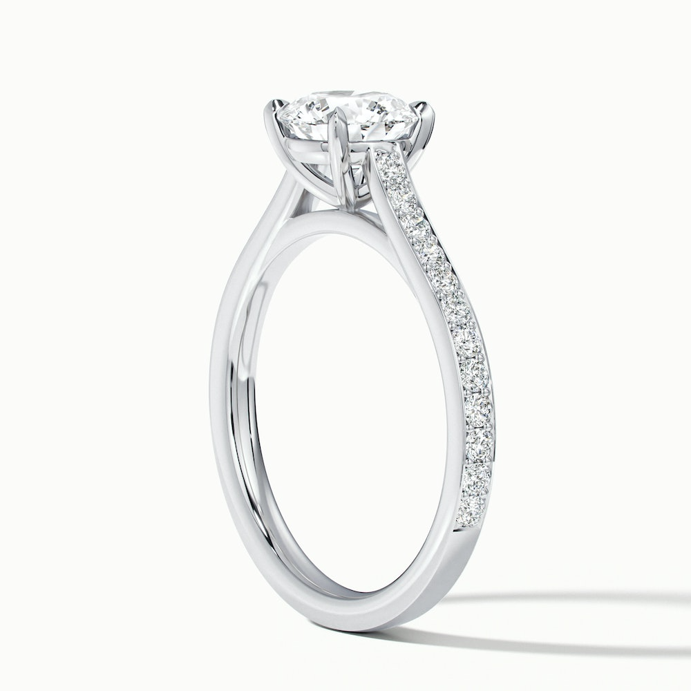 Sofia 1 Carat Round Solitaire Pave Lab Grown Diamond Ring in 18k White Gold