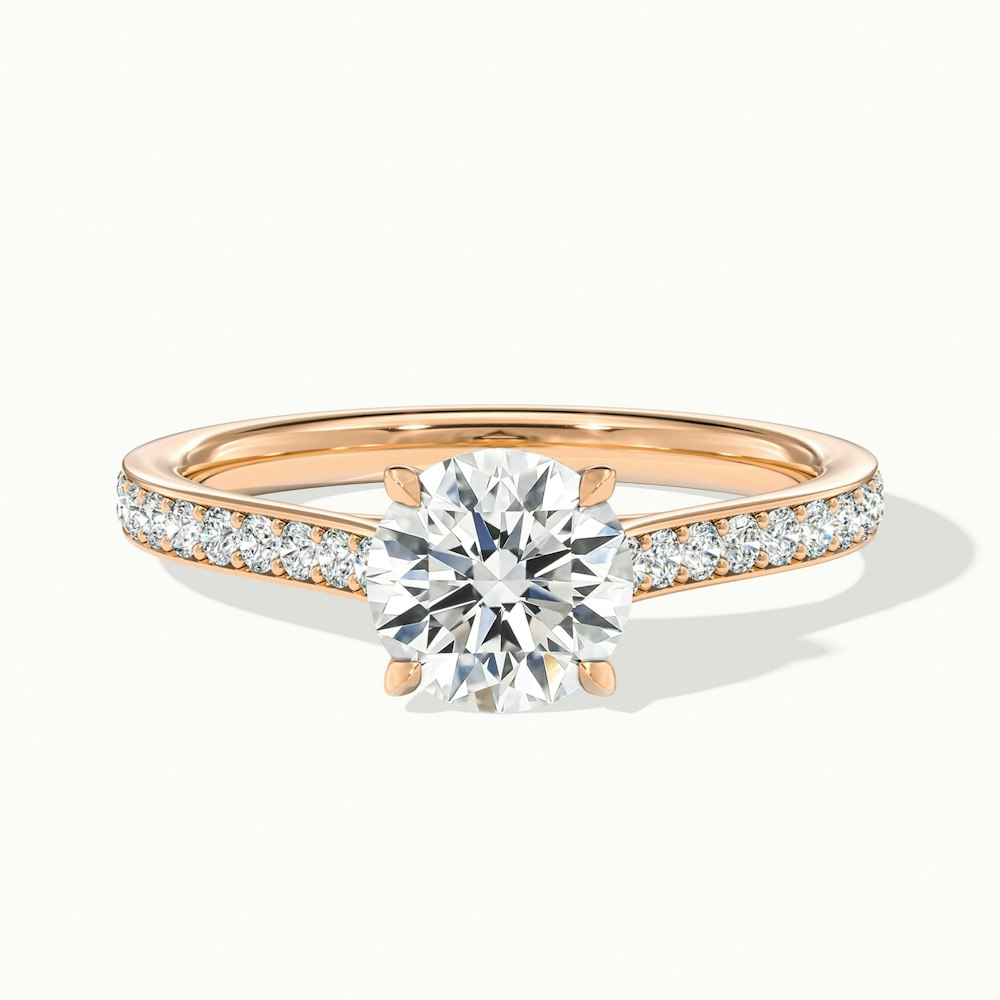 Mira 3.5 Carat Round Solitaire Pave Moissanite Engagement Ring in 14k Rose Gold