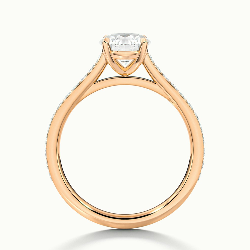 Mira 1 Carat Round Solitaire Pave Moissanite Engagement Ring in 18k Rose Gold