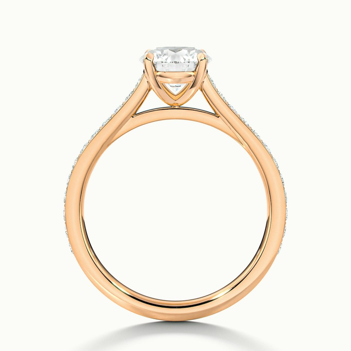 Mira 1.5 Carat Round Solitaire Pave Moissanite Engagement Ring in 14k Rose Gold