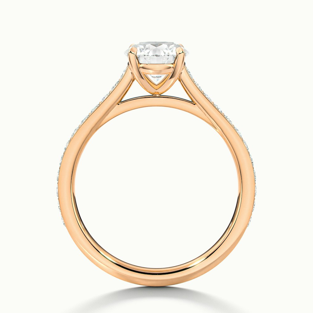 Mira 1 Carat Round Solitaire Pave Moissanite Engagement Ring in 10k Rose Gold