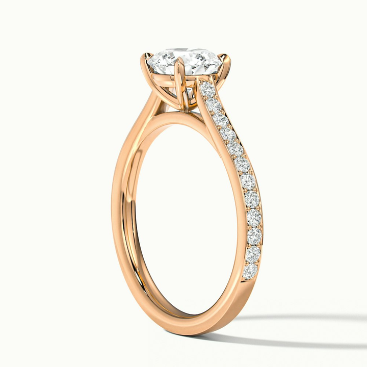 Mira 1 Carat Round Solitaire Pave Moissanite Engagement Ring in 10k Rose Gold