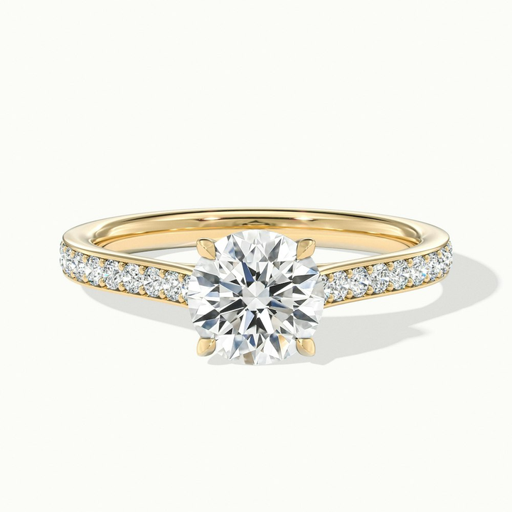 Mira 5.5 Carat Round Solitaire Pave Moissanite Engagement Ring in 10k Yellow Gold