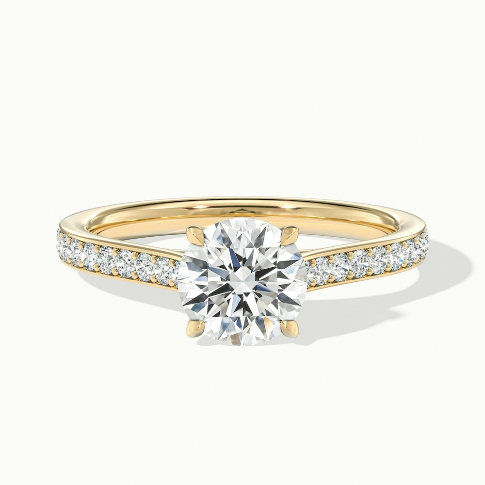 Sofia 2.5 Carat Round Solitaire Pave Lab Grown Diamond Ring in 18k Yellow Gold