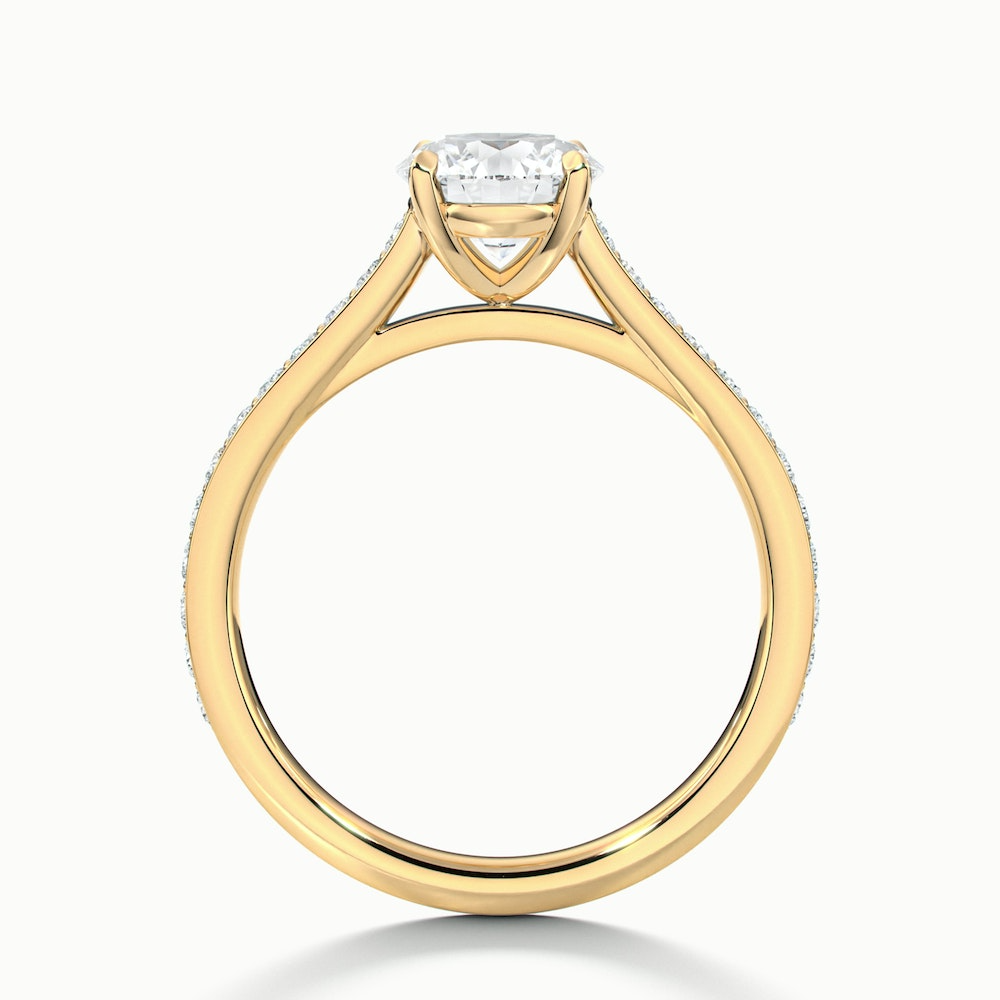 Sofia 4 Carat Round Solitaire Pave Lab Grown Diamond Ring in 14k Yellow Gold