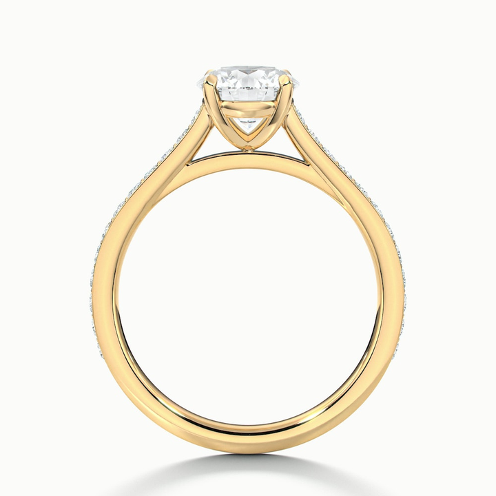 Mira 1.5 Carat Round Solitaire Pave Moissanite Engagement Ring in 10k Yellow Gold