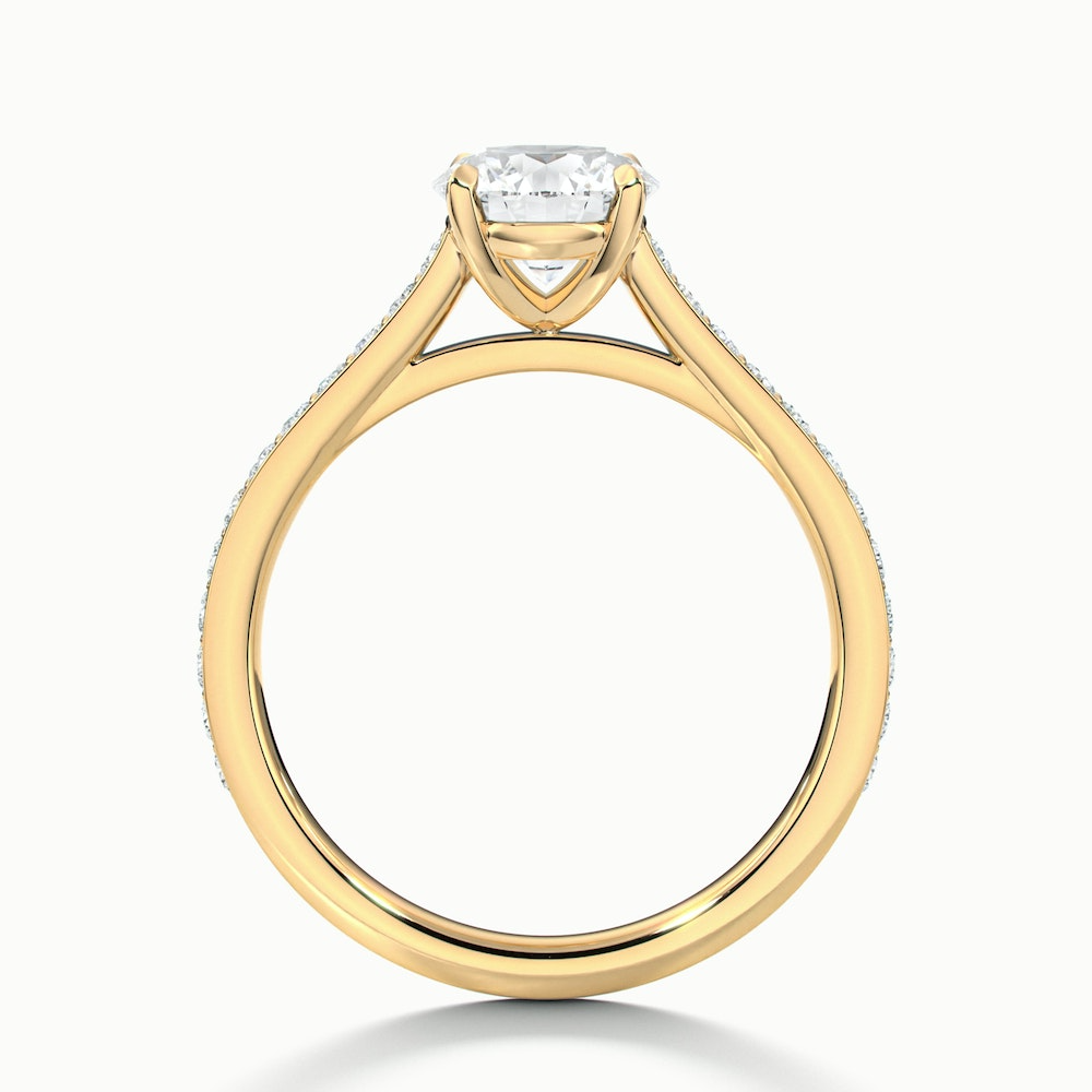 Mira 5 Carat Round Solitaire Pave Moissanite Engagement Ring in 14k Yellow Gold