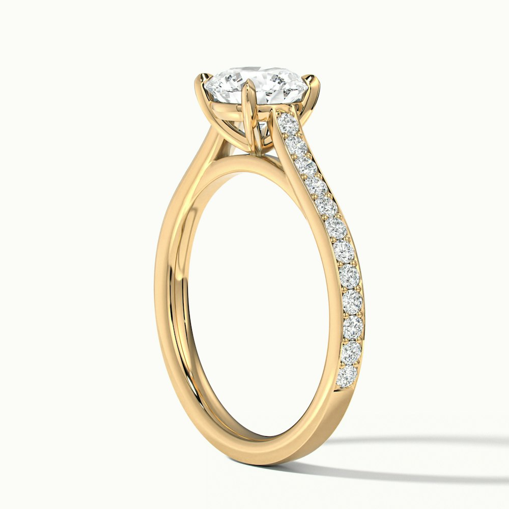 Mira 1 Carat Round Solitaire Pave Moissanite Engagement Ring in 14k Yellow Gold