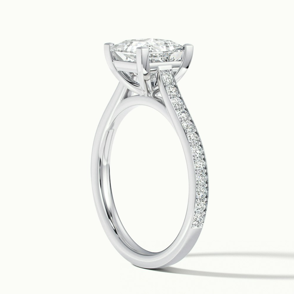 Ava 4 Carat Princess Cut Solitaire Pave Moissanite Engagement Ring in Platinum