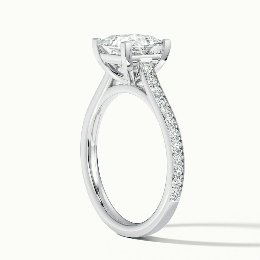 Ava 1.5 Carat Princess Cut Solitaire Pave Moissanite Engagement Ring in 10k White Gold