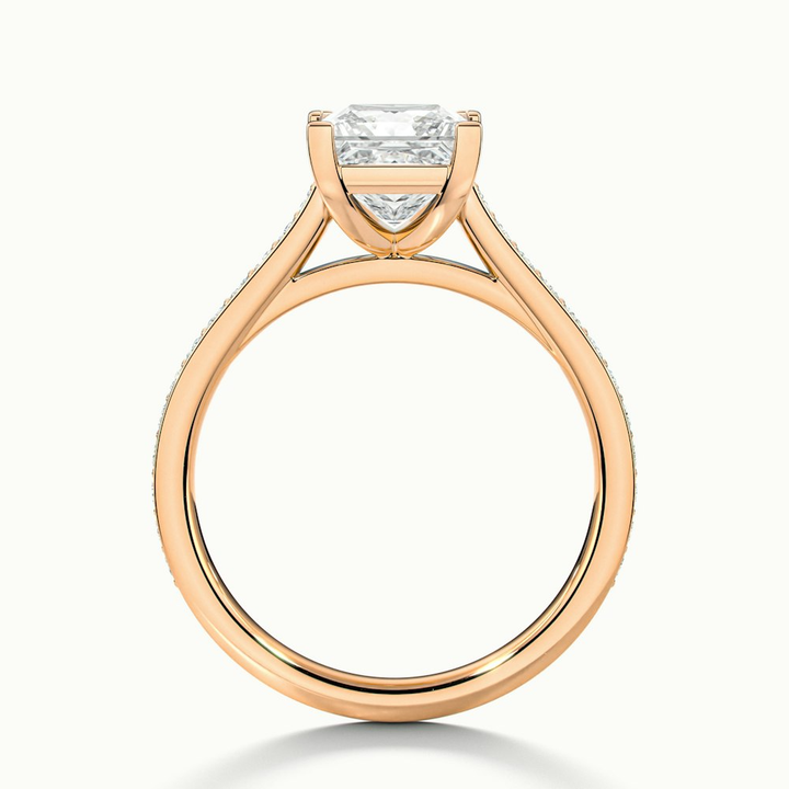 Ava 1 Carat Princess Cut Solitaire Pave Moissanite Engagement Ring in 10k Rose Gold